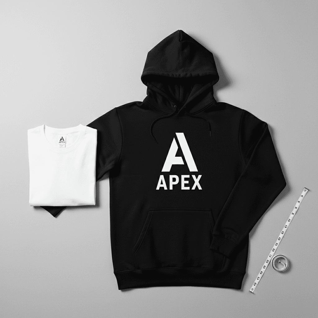 Screen printed black hoodie with white logo
